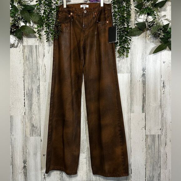 Re/Done Brown Wide Leg Jeans - Picture 1 of 5